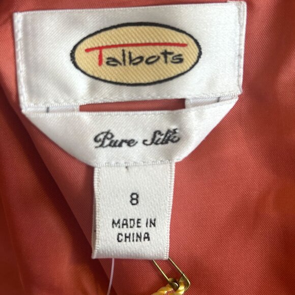 Talbots Sleeveless Peach Colored 100% Silk Shantung Dress in Size 8 NWT - Picture 7 of 7
